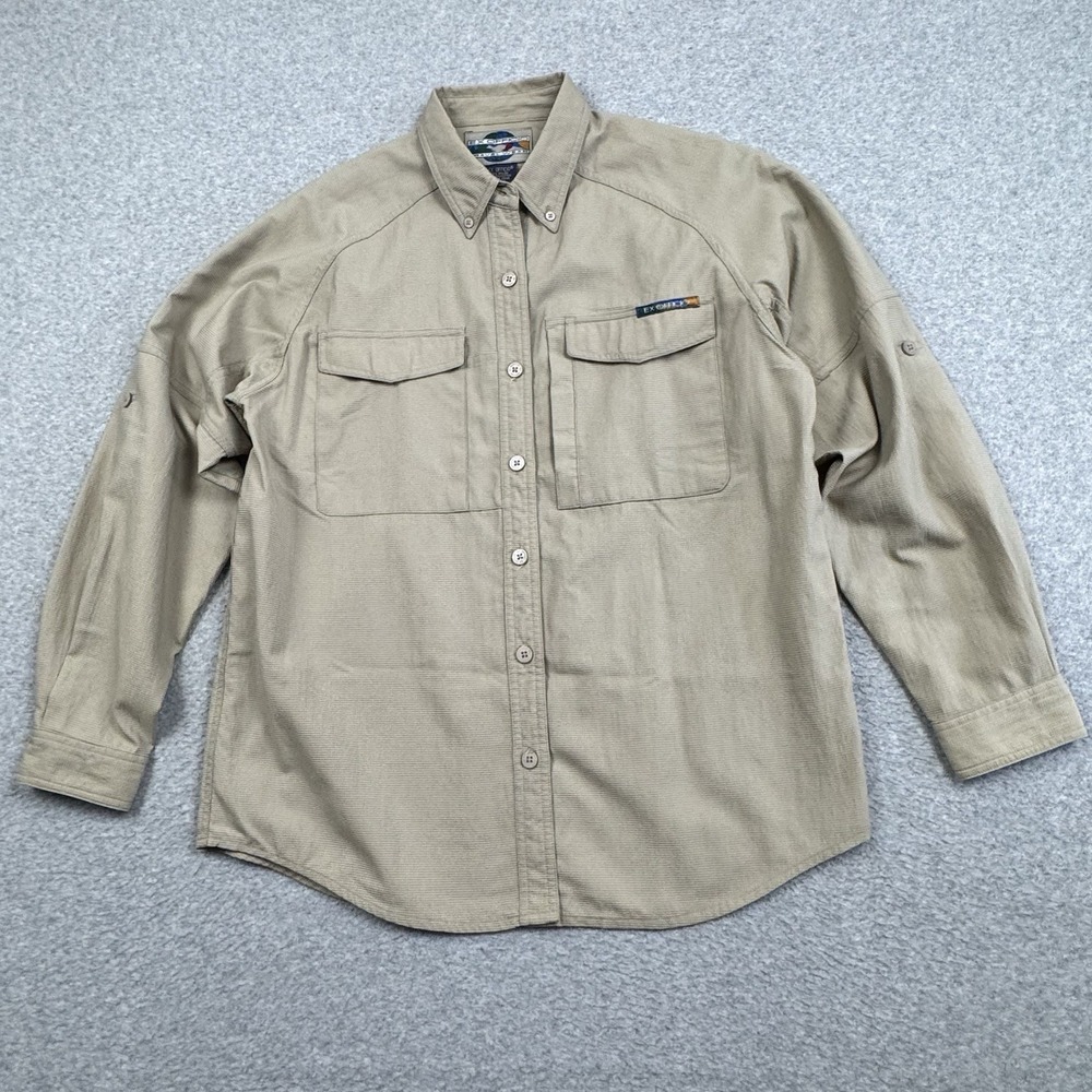 ExOfficio Adventure Wear Vented Shirt Women 10/12 Roll Tab Sleeve Outdoor Hiking